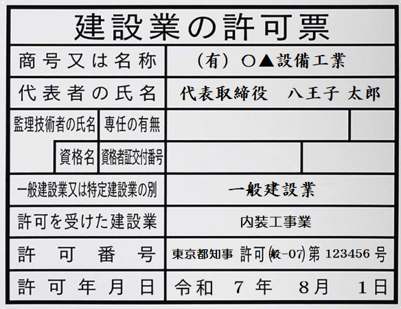 許可番号の掲示板をイメージする画像
